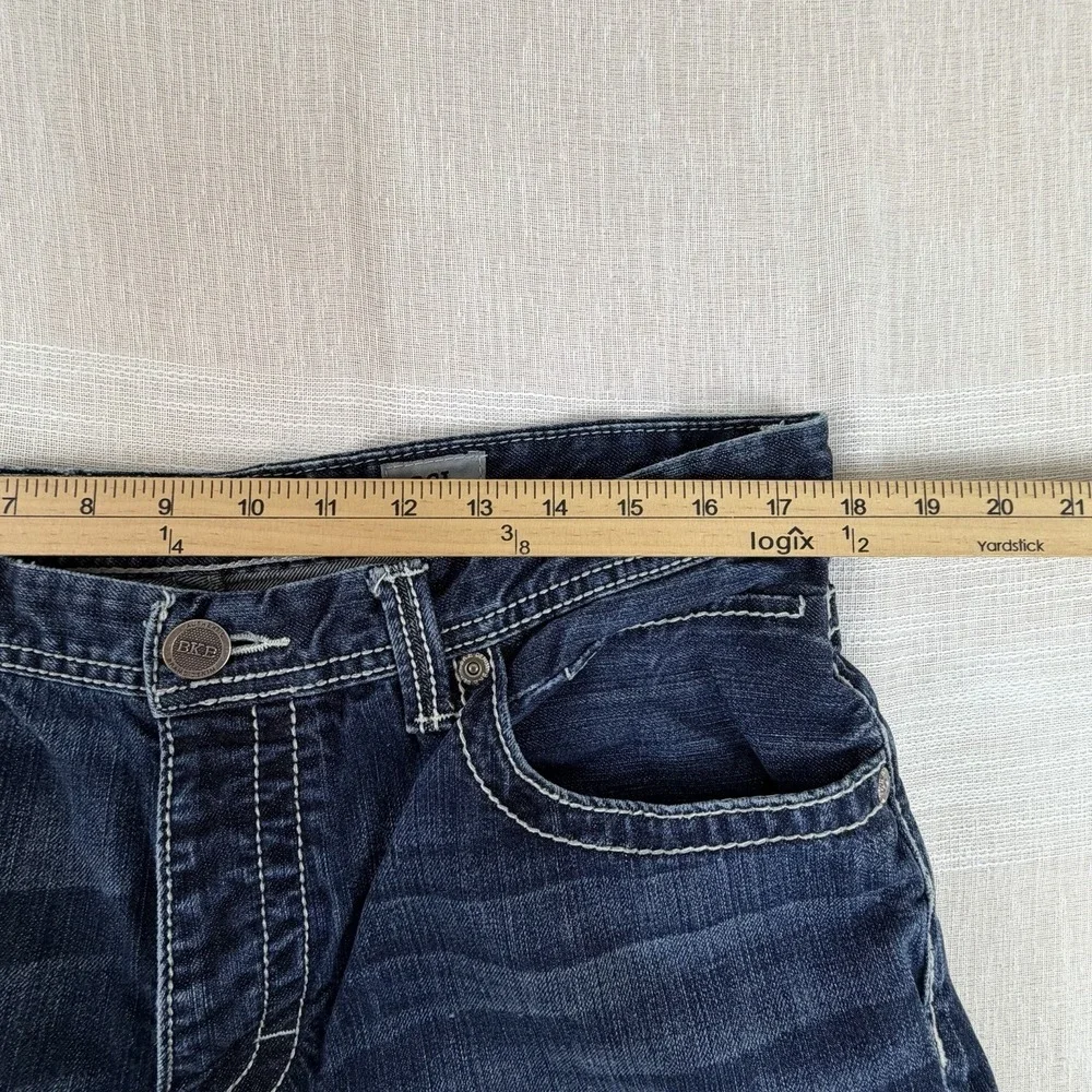 BKE Tyler Men's Jeans Men's Button Fly Jeans Sz 36L 36x33.5 Whiskering Fade‎